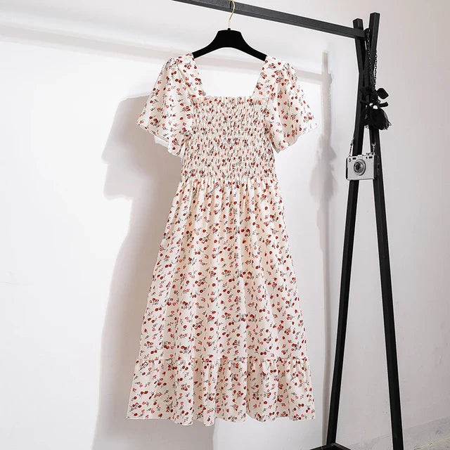 Zomerse Bloemenprint Chiffon Midi Jurk