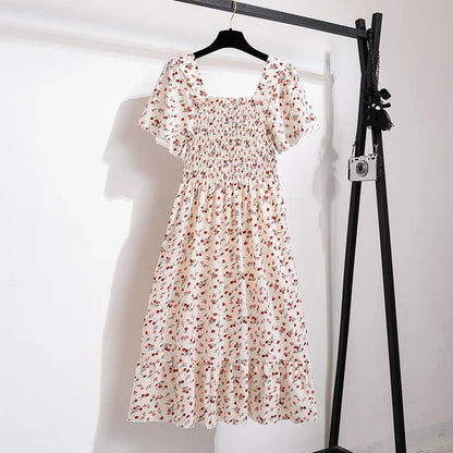 Zomerse Bloemenprint Chiffon Midi Jurk