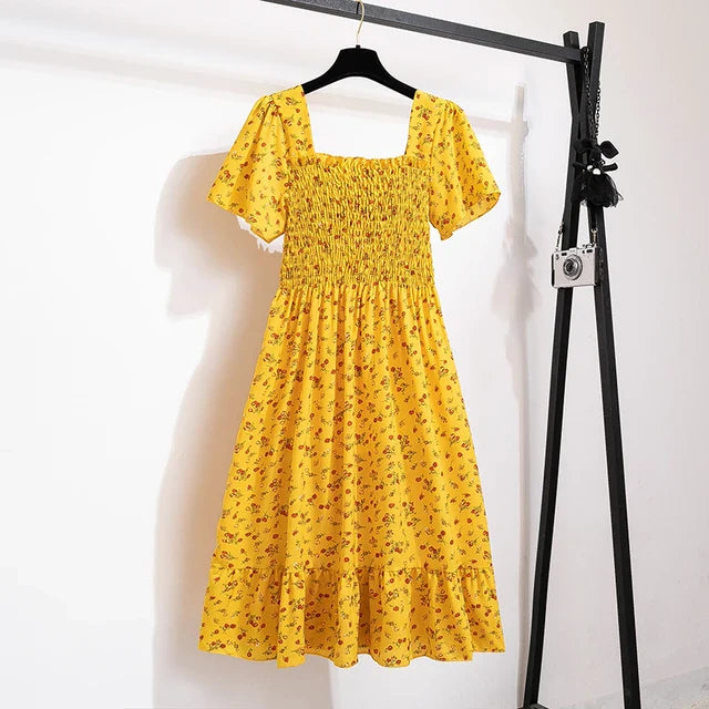 Zomerse Bloemenprint Chiffon Midi Jurk