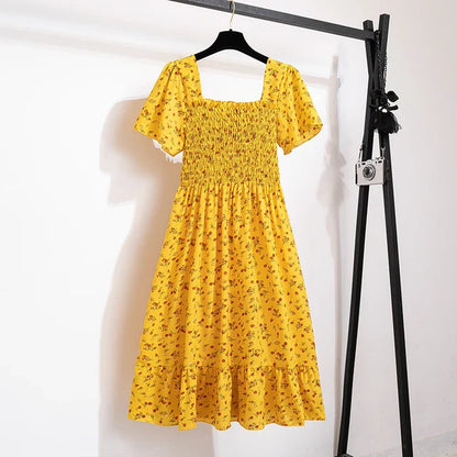 Zomerse Bloemenprint Chiffon Midi Jurk