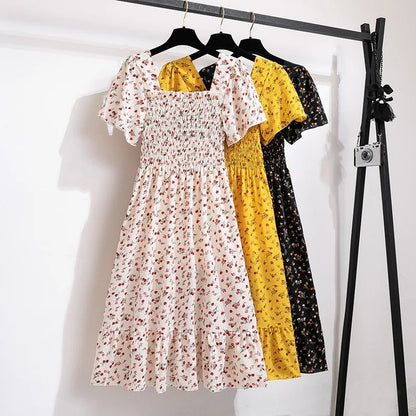 Zomerse Bloemenprint Chiffon Midi Jurk