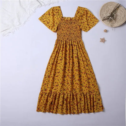 Zomerse Bloemenprint Chiffon Midi Jurk