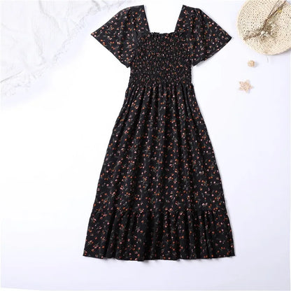 Zomerse Bloemenprint Chiffon Midi Jurk