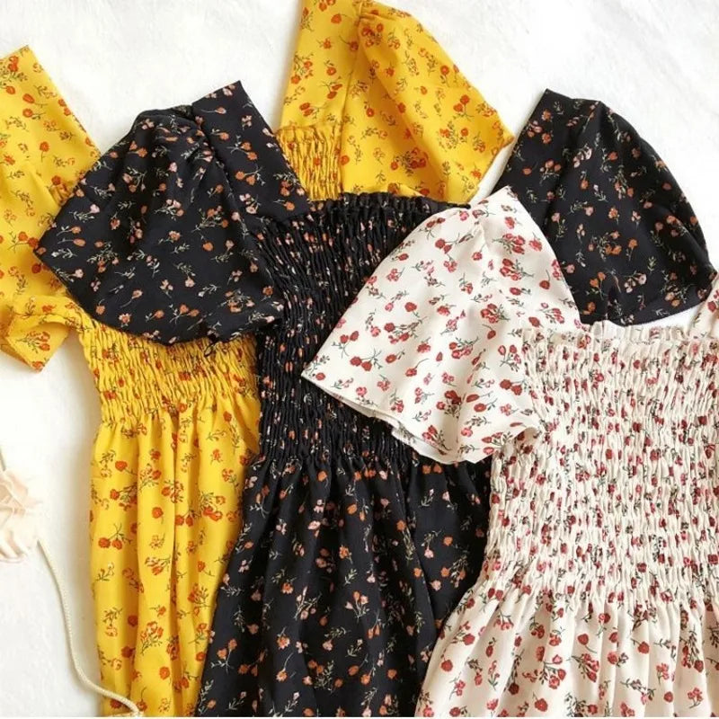 Zomerse Bloemenprint Chiffon Midi Jurk