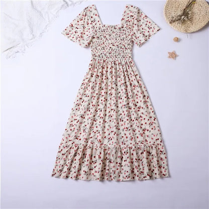 Zomerse Bloemenprint Chiffon Midi Jurk