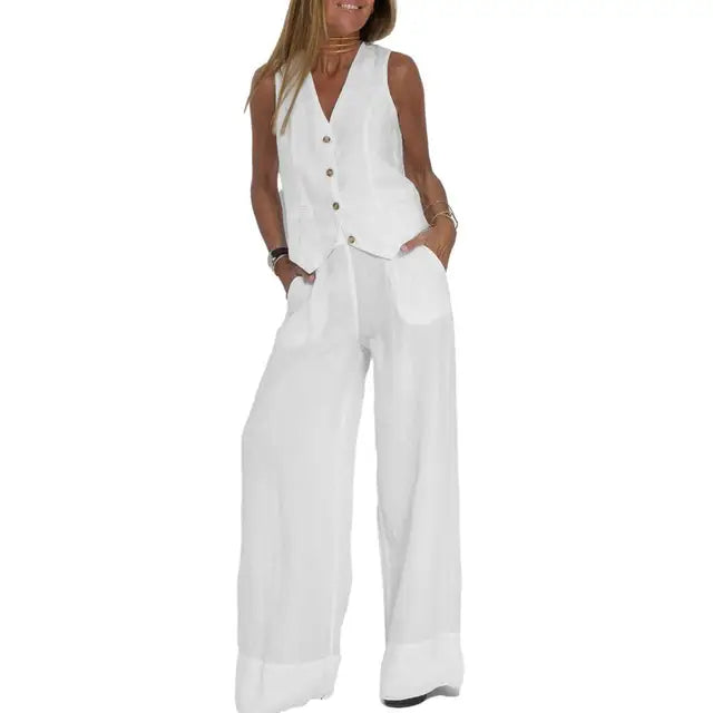 Elegante Loose Set: Vest en Broek Chic Outfit