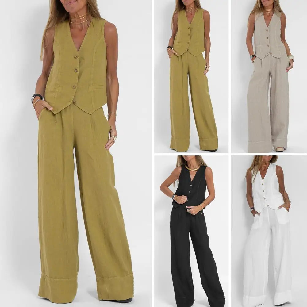 Elegante Loose Set: Vest en Broek Chic Outfit