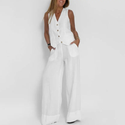 Elegante Loose Set: Vest en Broek Chic Outfit