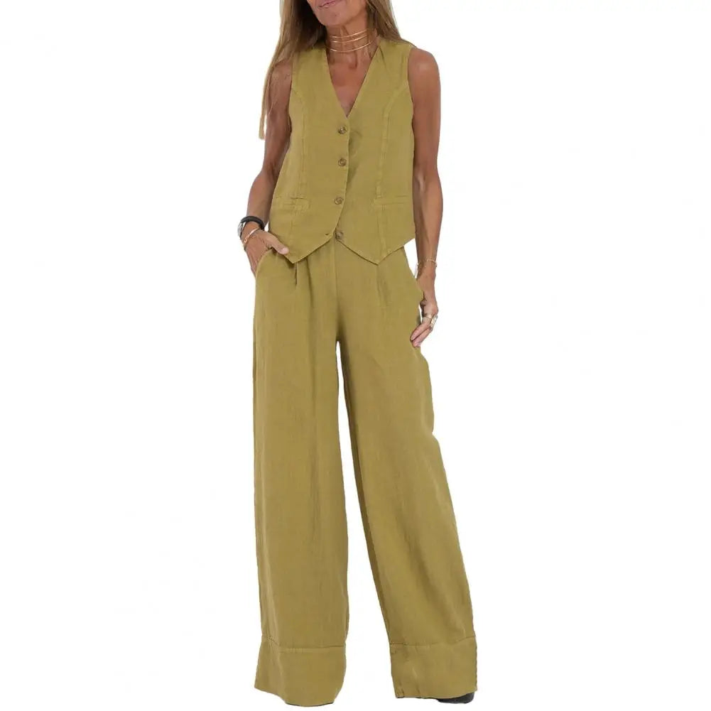 Elegante Loose Set: Vest en Broek Chic Outfit