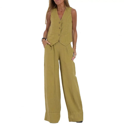 Elegante Loose Set: Vest en Broek Chic Outfit
