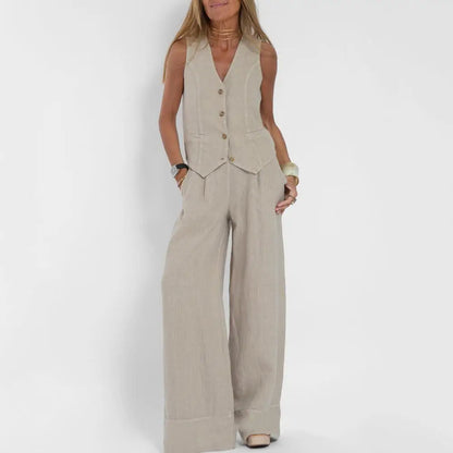 Elegante Loose Set: Vest en Broek Chic Outfit