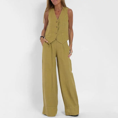 Elegante Loose Set: Vest en Broek Chic Outfit