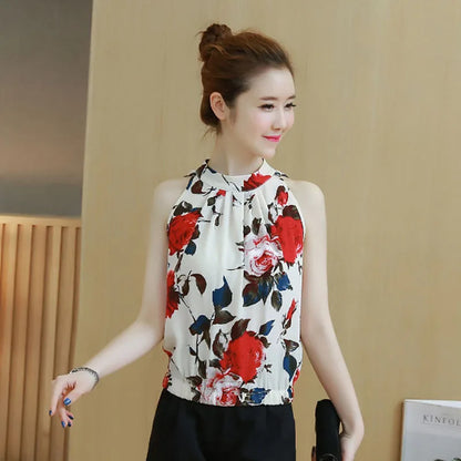 Zomerse Stijl Dames Chiffon Blouses met Bloemenprint