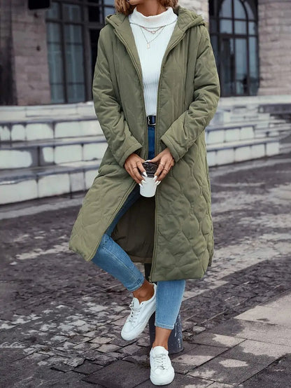 Dames Trenchcoat Zwart Gewatteerd Lange Jas
