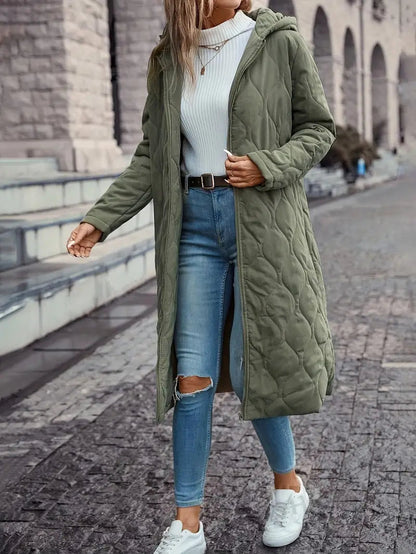 Dames Trenchcoat Zwart Gewatteerd Lange Jas