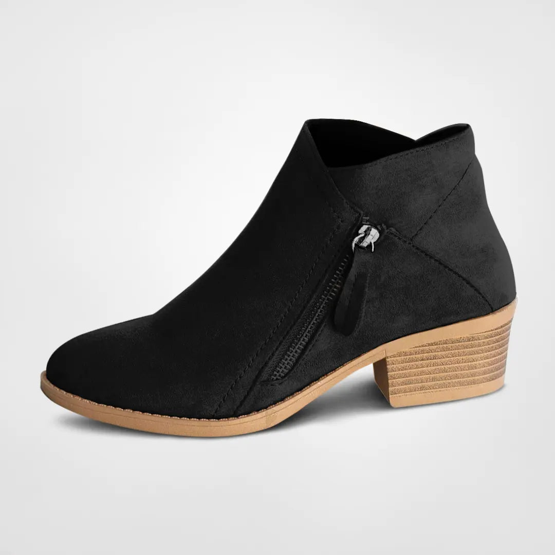 Enkellaarsjes Met Rits Laagje Hak Comfortabel - Mode Vibes