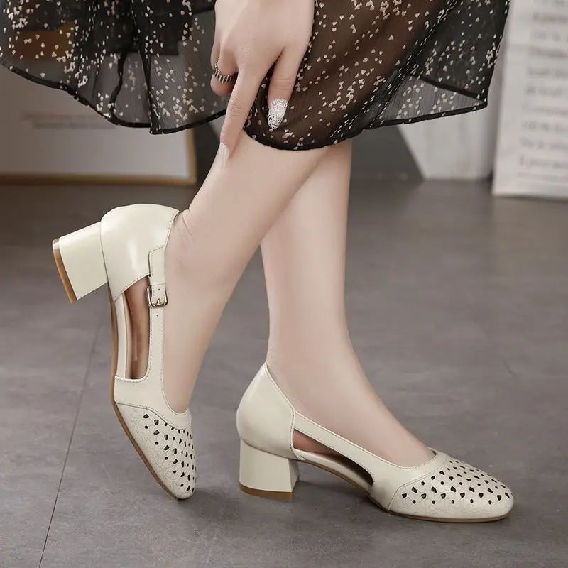 Elegant Steps Zomer Leren Sandalen