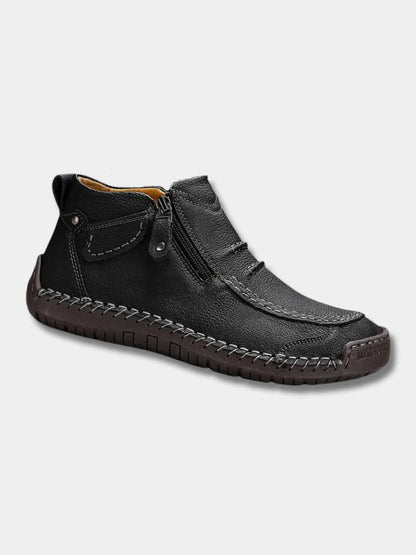 Comfortabele Leren Schoenen Unisex met Zijrits en Rubberen Zool - Mode Vibes