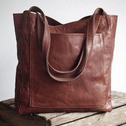 Leren tas met vlekbestendig interieur en binnenvak met rits
