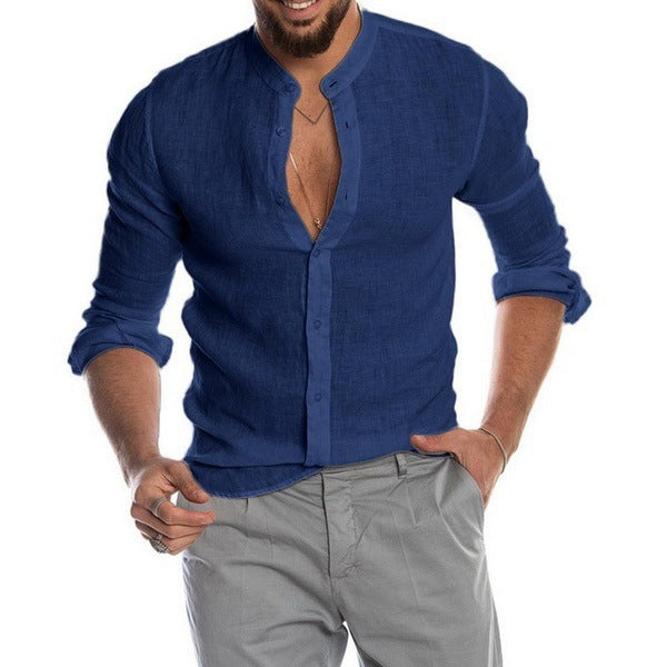Vrouwelijke Blouse met Mandarin Kraag Trendy Katoen