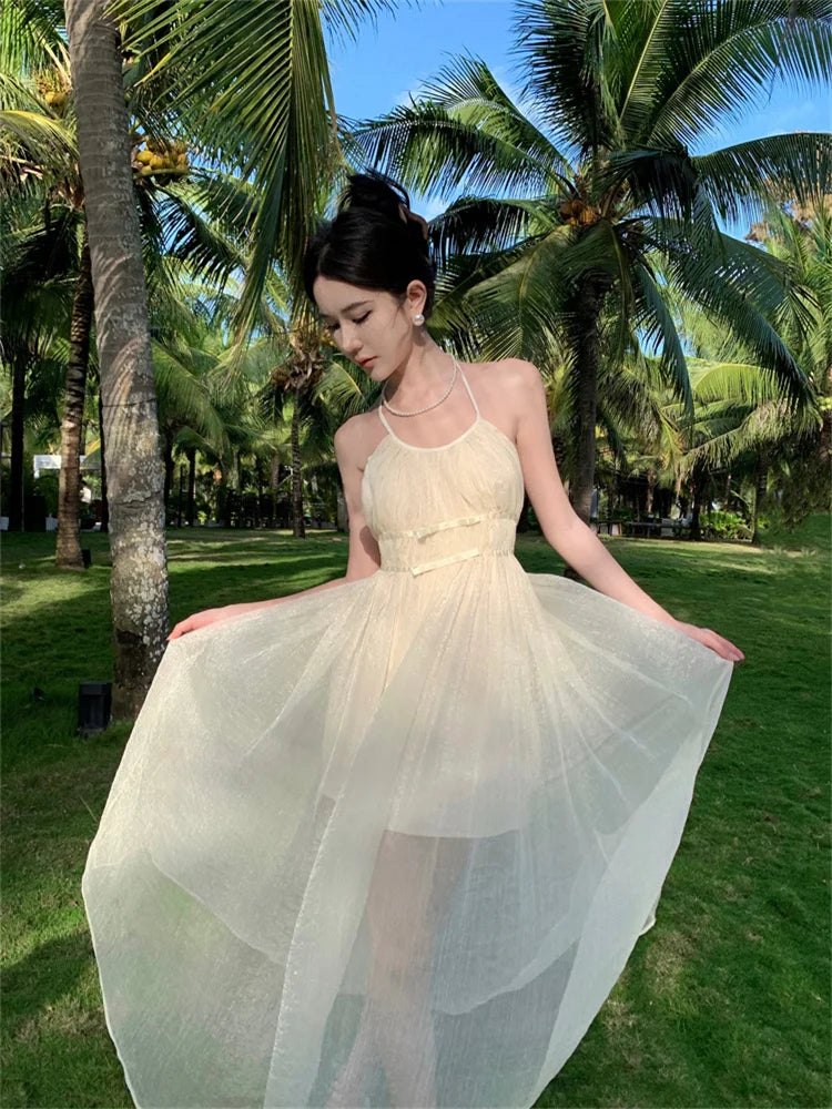 Betoverende Zomerse Backless Fee Lange Jurk