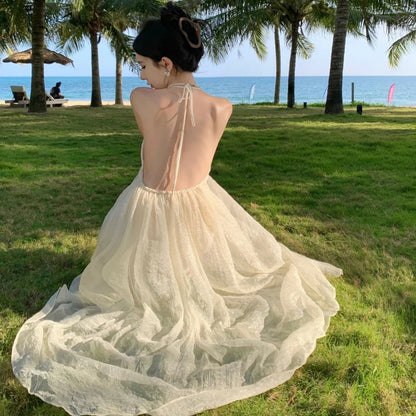 Betoverende Zomerse Backless Fee Lange Jurk