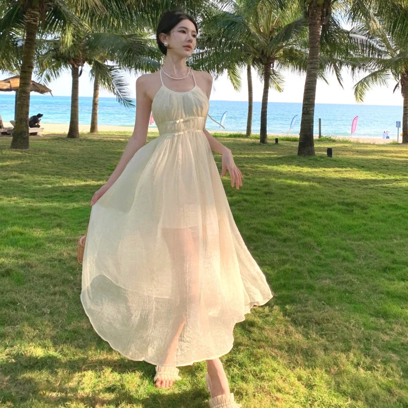 Betoverende Zomerse Backless Fee Lange Jurk