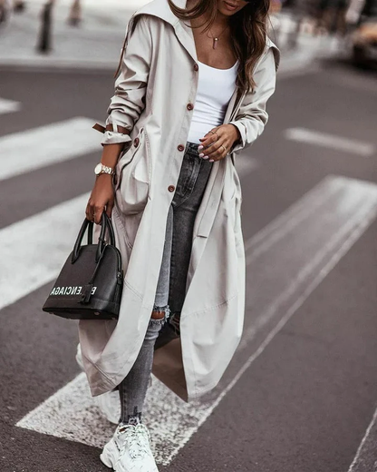 Dames Trenchcoat Waterdicht Zwart Met Capuchon Lange Jas
