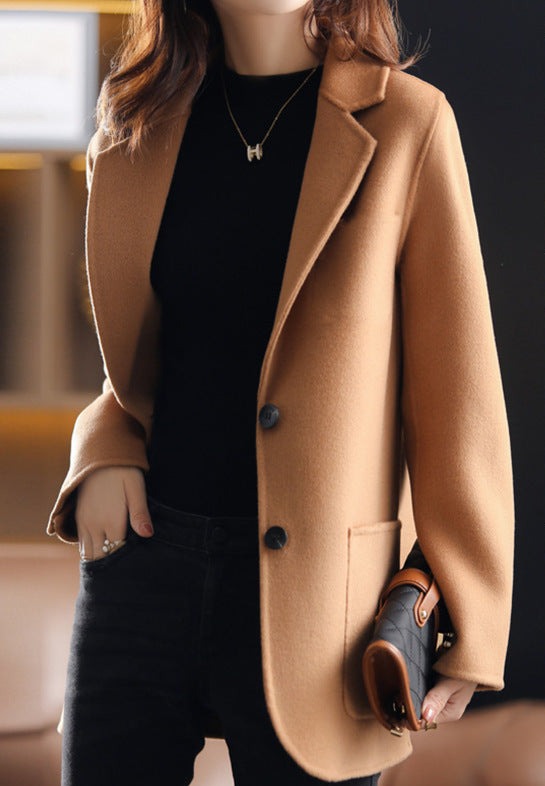 Dames Blazer Bruin Comfortabel en Stijlvol - Mode Vibes