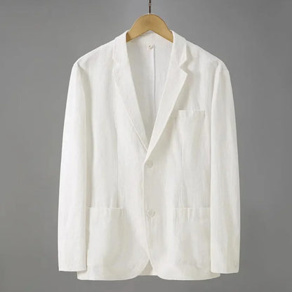 Linnen blazer met reverskraag en voorzakken