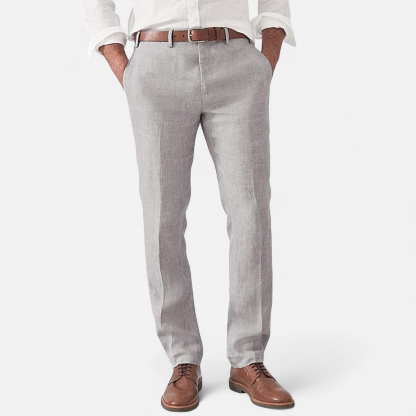 Linnen Broek Elastische Taille Zijzakken Comfortabel - Mode Vibes