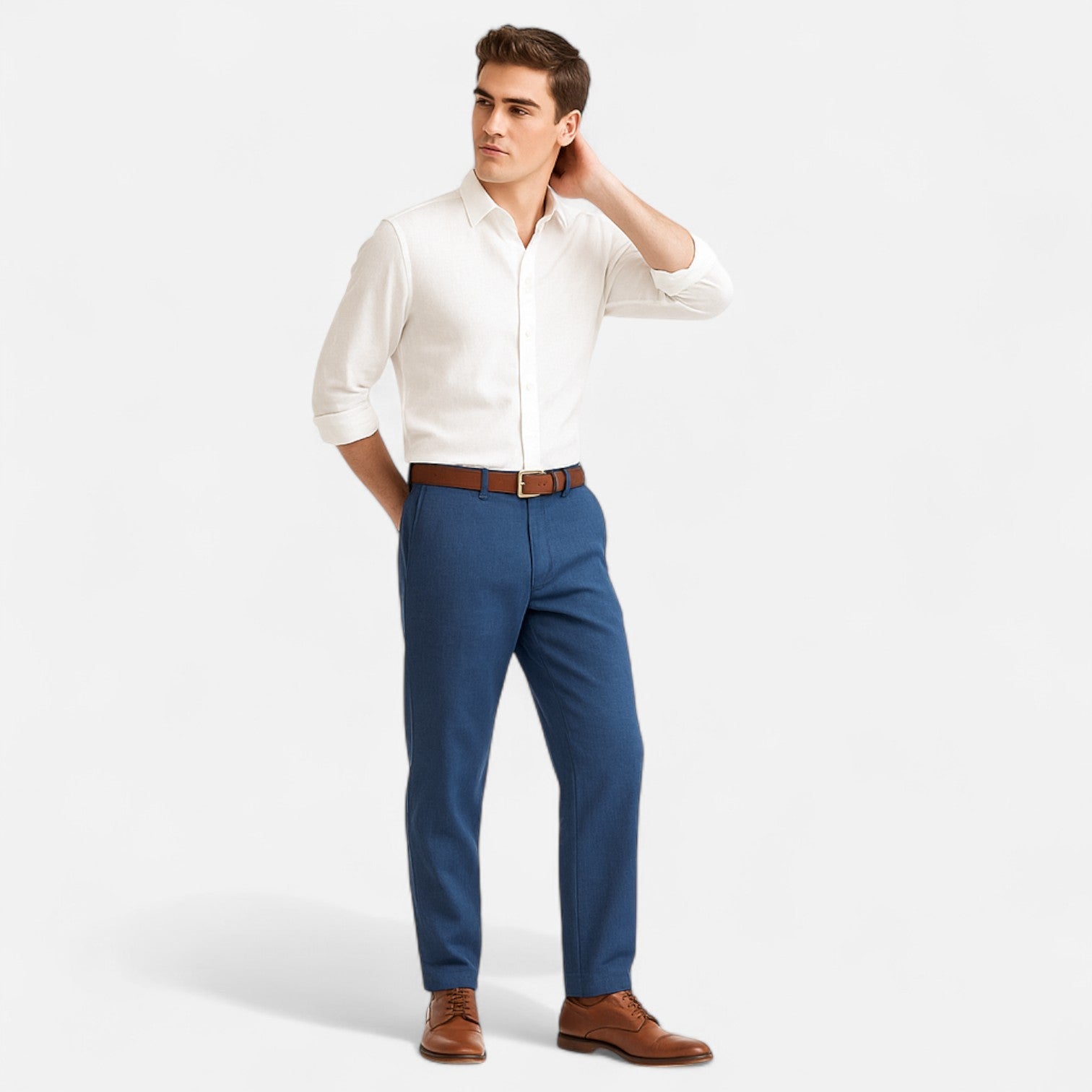 Linnen broek met elastische taille en zijzakken