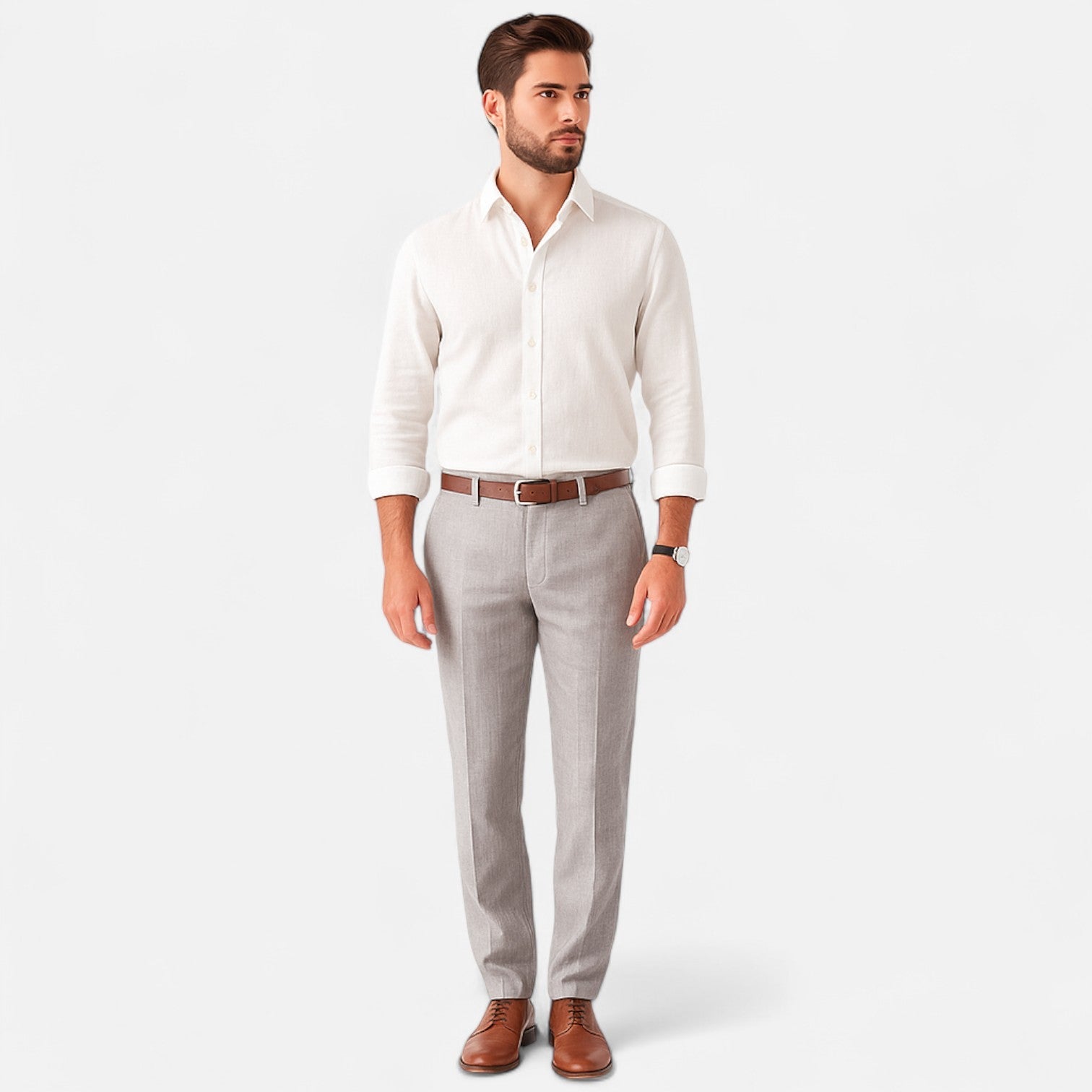 Linnen broek met elastische taille en zijzakken