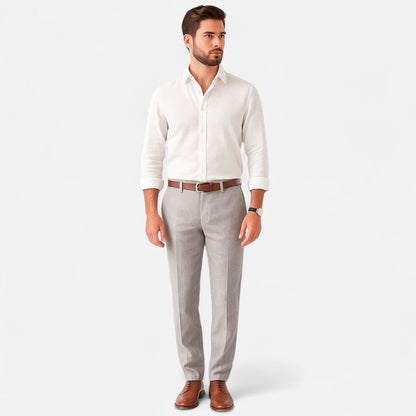 Linnen broek met elastische taille en zijzakken