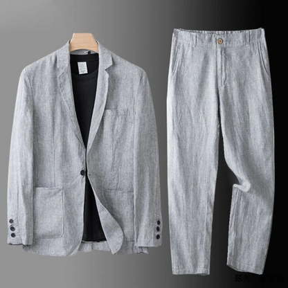 LinoStyle | Luxe Lichtgewicht Tailored Fit Mannen Linnenset 4