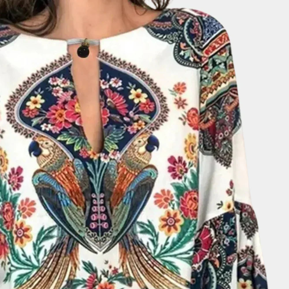 Dames Zomerblouse Bloemenprint Luchtige Jurkstof