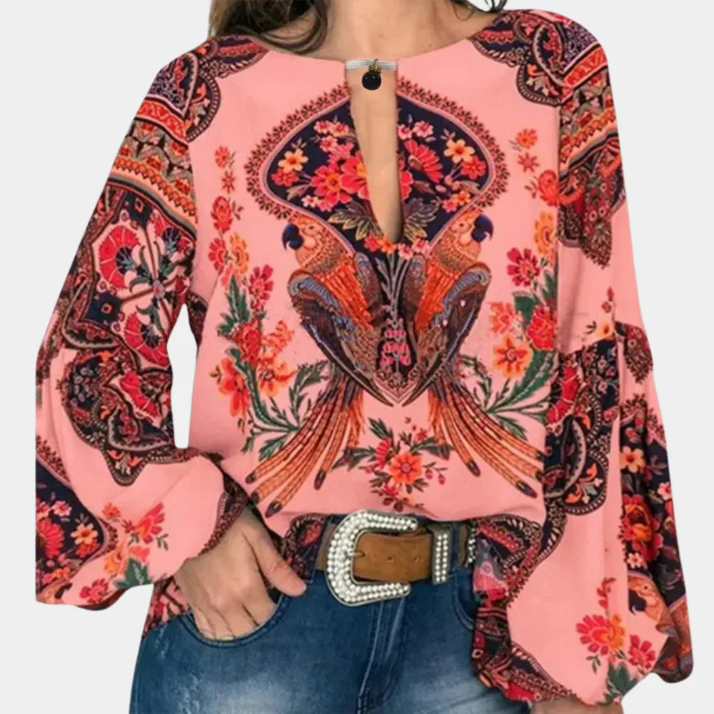 Dames Zomerblouse Bloemenprint Luchtige Jurkstof