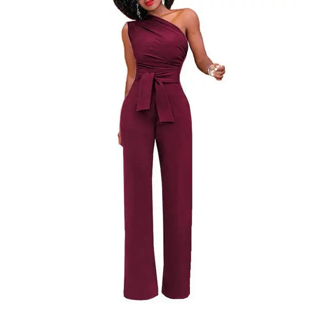 Dames Jumpsuit Eén Schouder Jurk Party Kleding