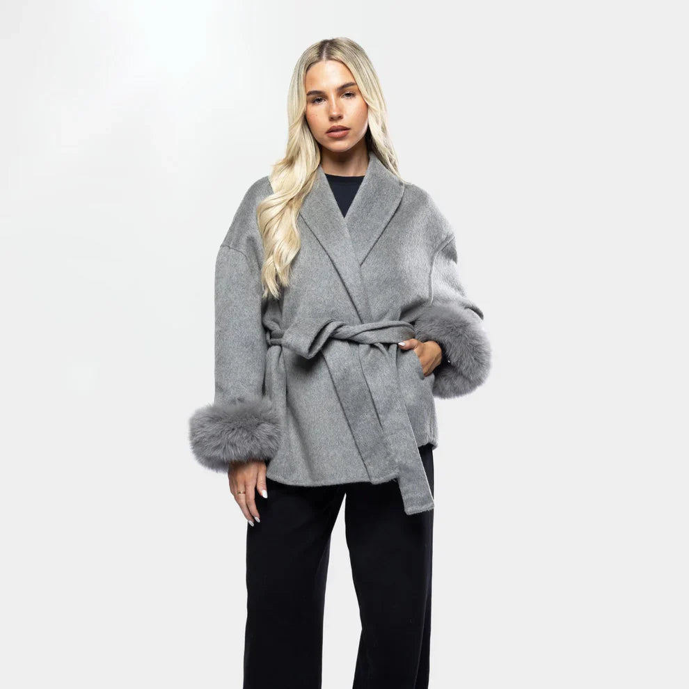 Dames Winterjas Met Mouwen en Strikceintuur Elegant - Mode Vibes