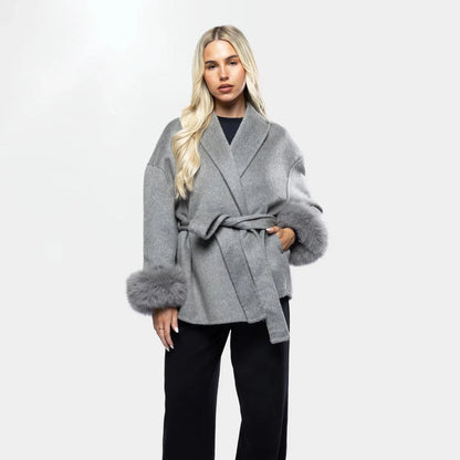 Dames Winterjas Met Mouwen en Strikceintuur Elegant - Mode Vibes
