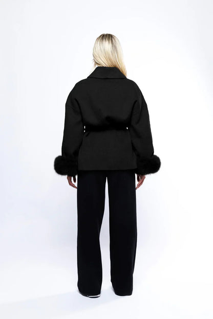 Dames Winterjas Met Mouwen en Strikceintuur Elegant