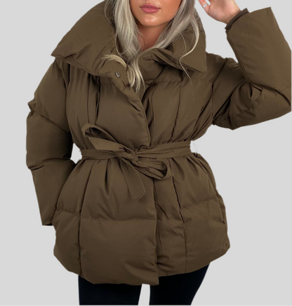 Dames Pufferjas Kort met Riem Trendy - Mode Vibes