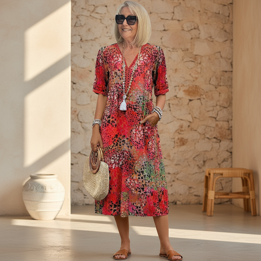 Livia | Casual Midi Jurk Dames met Opvallend Patroon 0