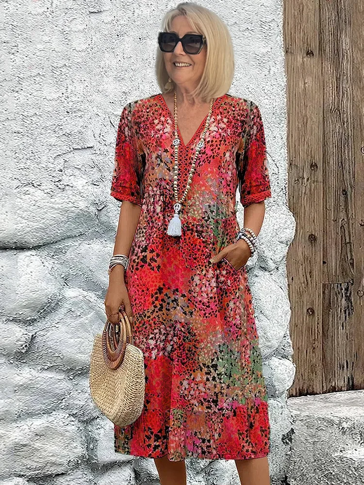 Livia | Casual Midi Jurk Dames met Opvallend Patroon 1