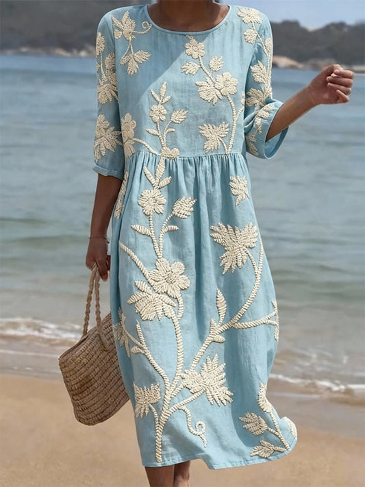 Livia | Elegante Geborduurde Vintage Jurk voor Zomerse Evenementen 0