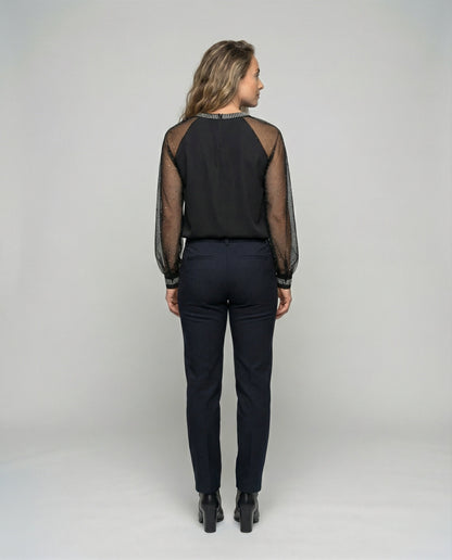 Livia | Elegante Pailletten Top Dames met Transparante Mouwen 3