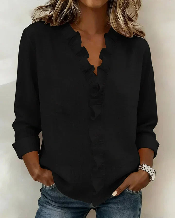 Livia | Elegante V-hals Blouse Dames met Ruches 2