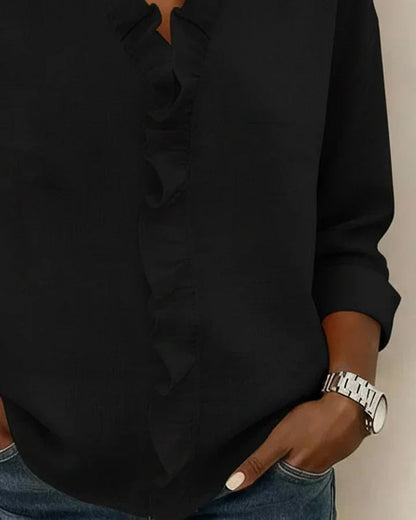 Livia | Elegante V-hals Blouse Dames met Ruches 4