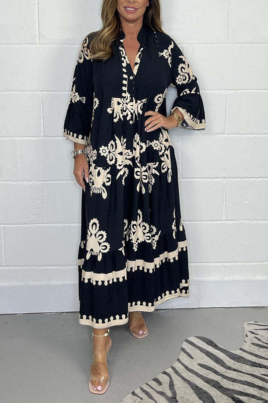 Livia | Elegante Vloeiende Lange Jurk Dames met Bloemenprint 0