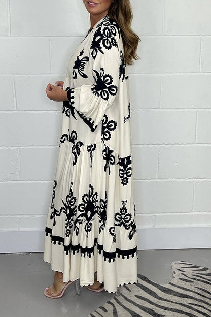 Livia | Elegante Vloeiende Lange Jurk Dames met Bloemenprint 7